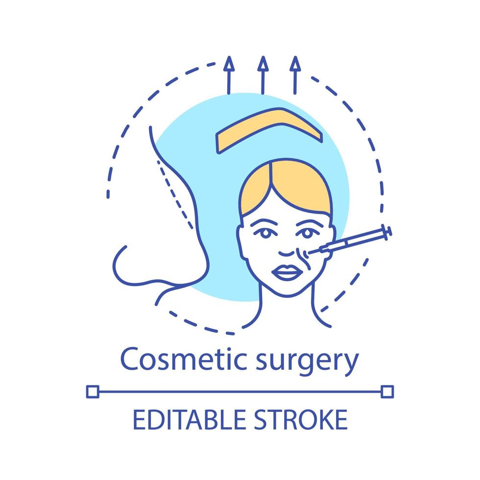 Cosmetic surgery concept icon. Person appearance improving idea thin line illustration. Aesthetic procedures. Face reshaping. Vector isolated outline drawing. Editable stroke