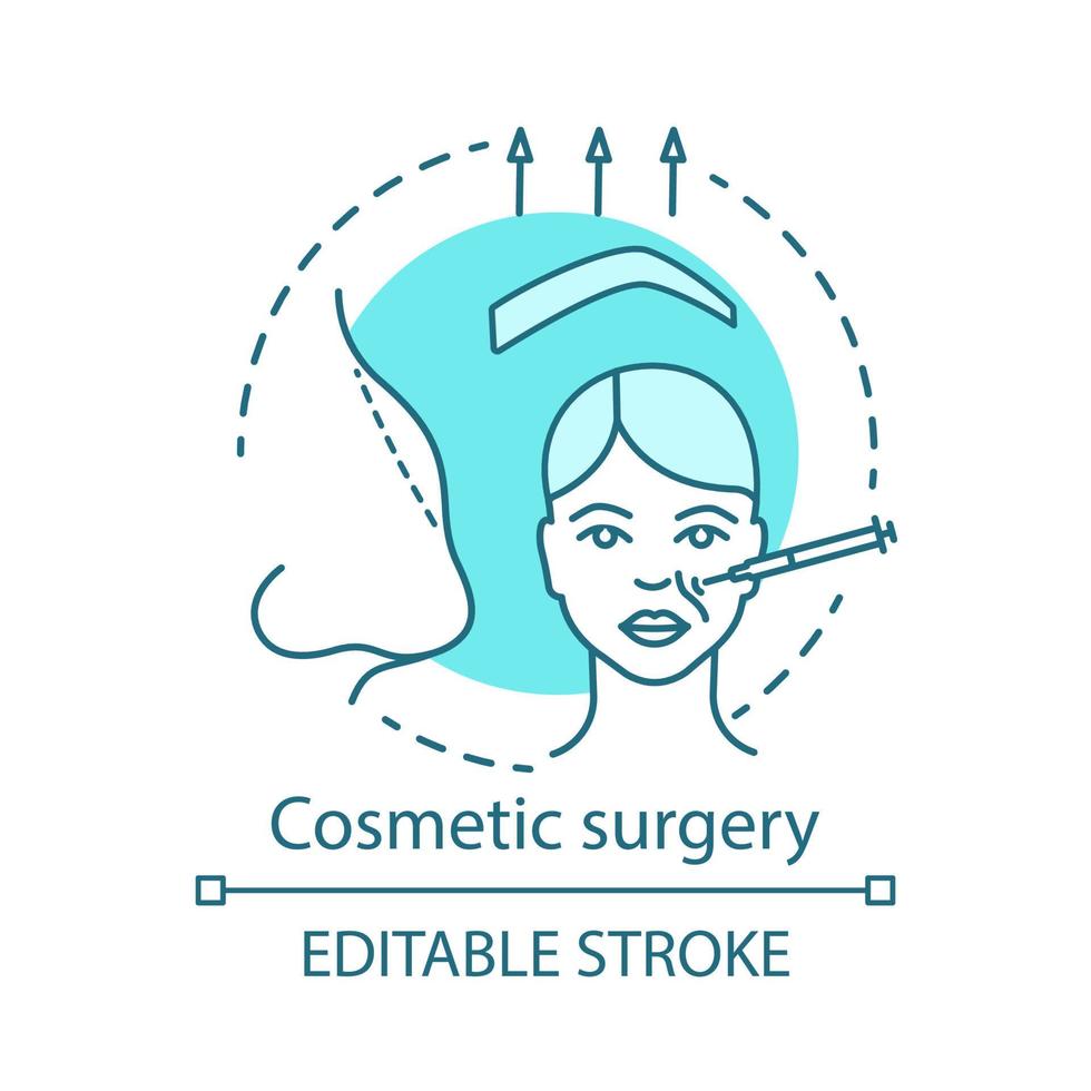 Cosmetic surgery concept icon. Person appearance improving idea thin line illustration. Aesthetic procedures. Face reshaping. Vector isolated outline drawing. Editable stroke