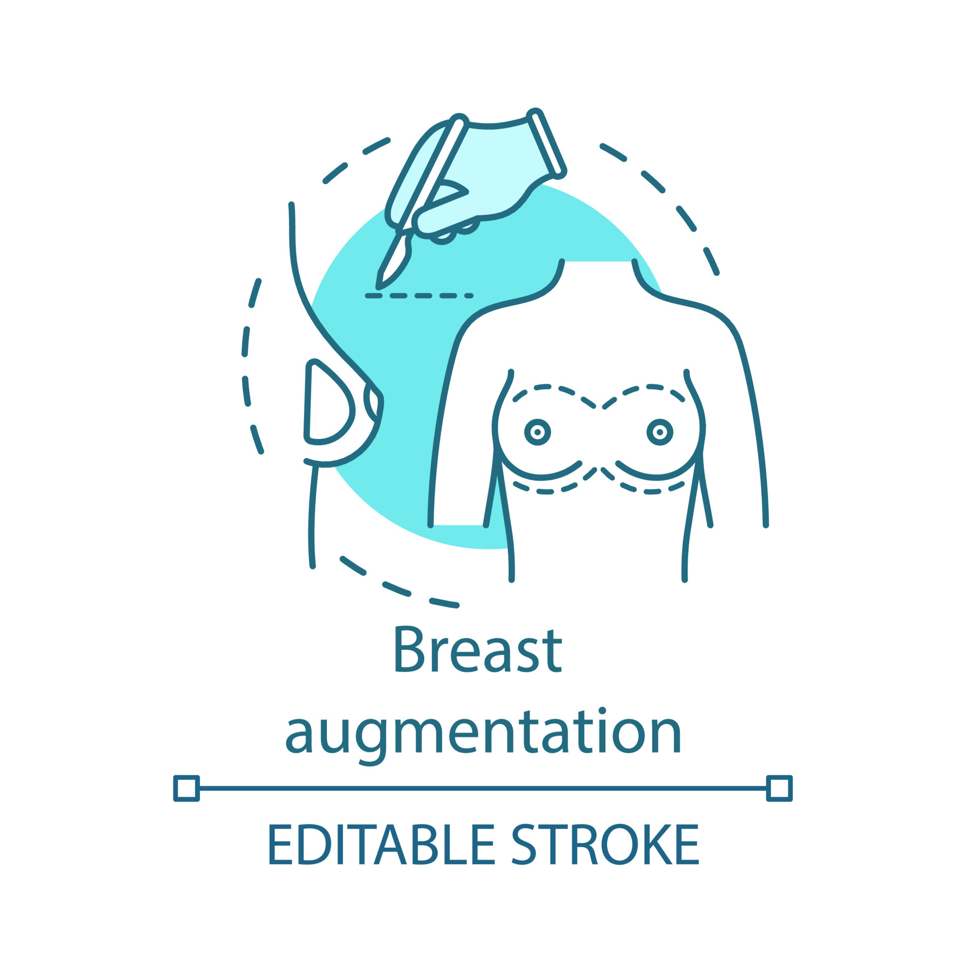 Breast augmentation concept icon. Surgical enlargement breast idea