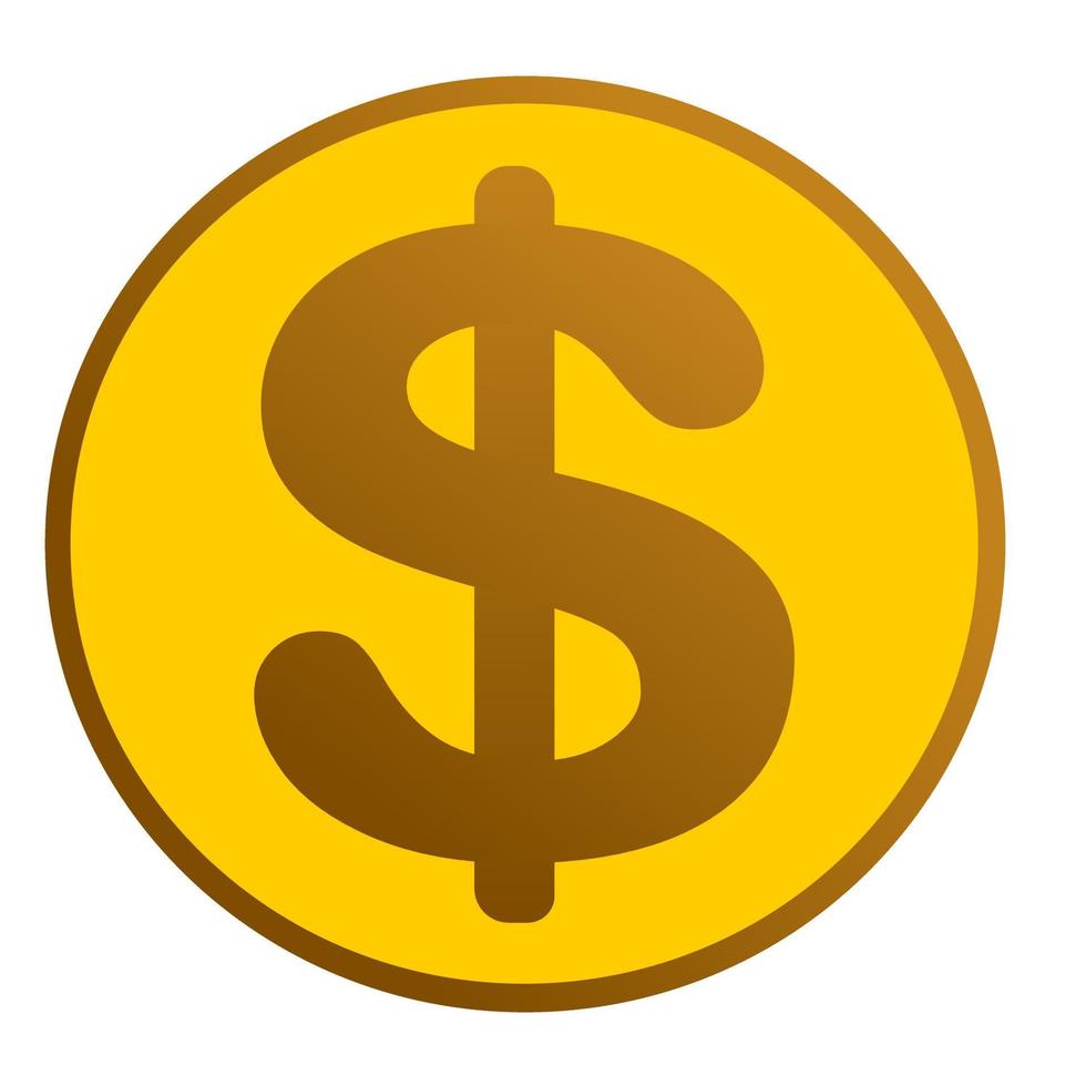 Golden coin cartoon dollar sign vector
