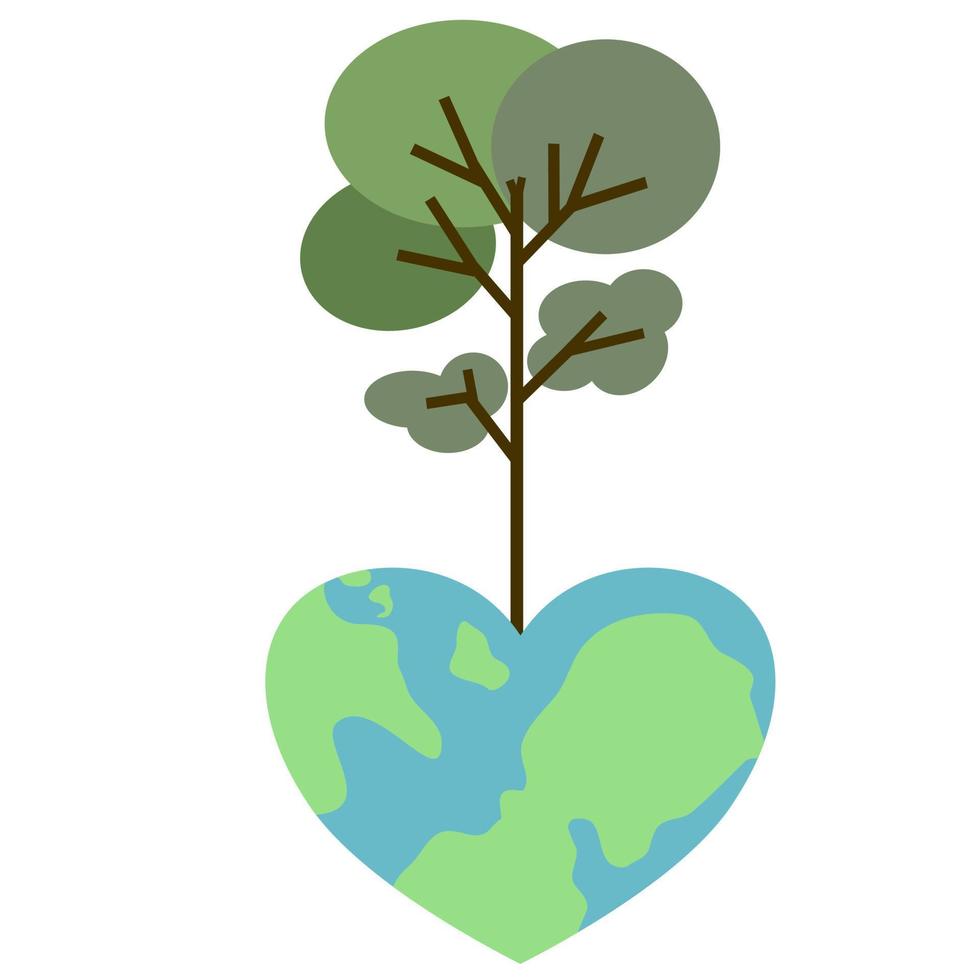 Earth day with heart shape vector