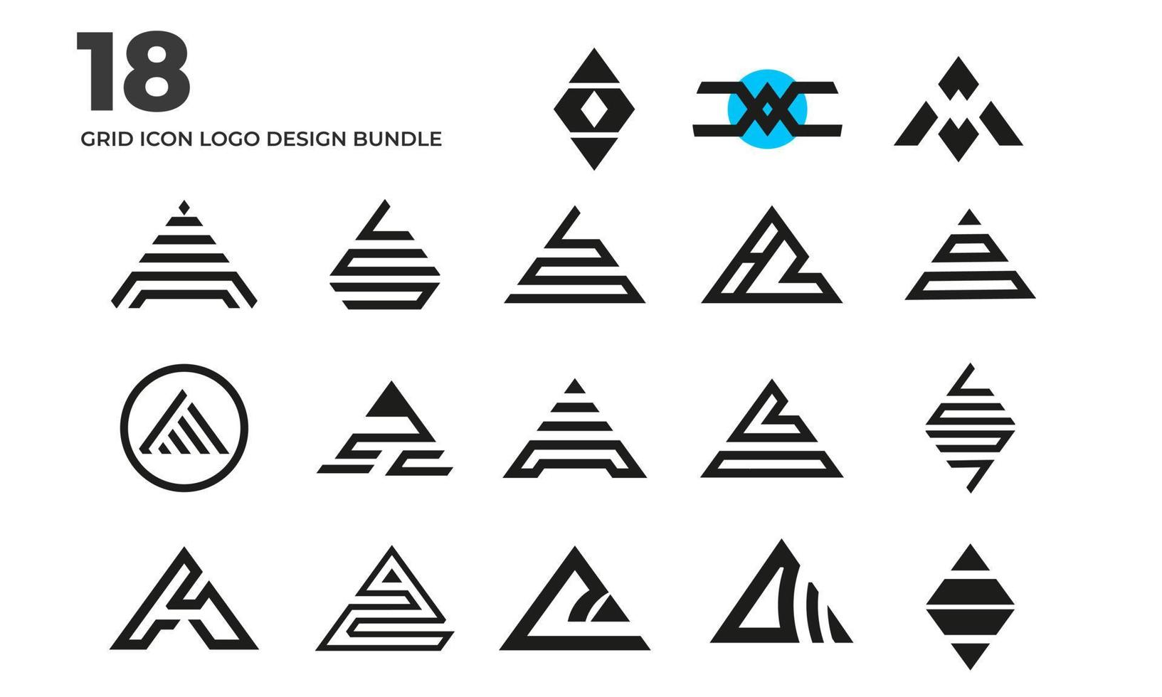 un paquete de plantillas de diseño de logotipo de icono de cuadrícula vector