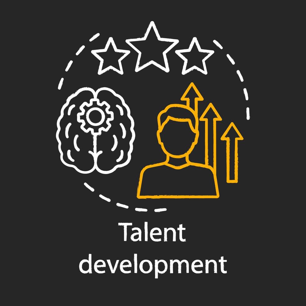 Talent development chalk concept icon. Personal growth, inspiration, aspiration idea. Progressive opportunity. Achievement, success, improvement vector isolated chalkboard illustration