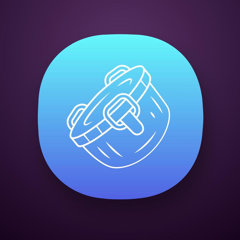 Stainless steel container app icon. Reusable metal bowl with lid for food storage. Lunch box, metallic product box. UI UX user interface. Web or mobile application. Vector isolated illustration