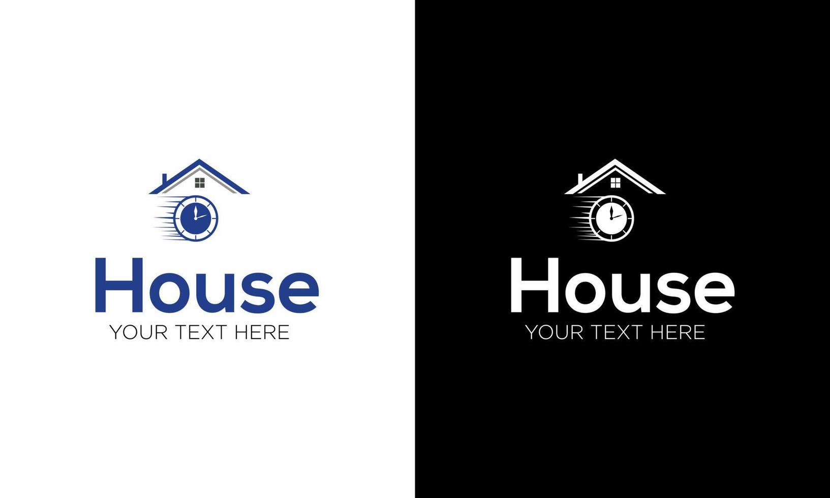 house and time construction real estate vector logo template
