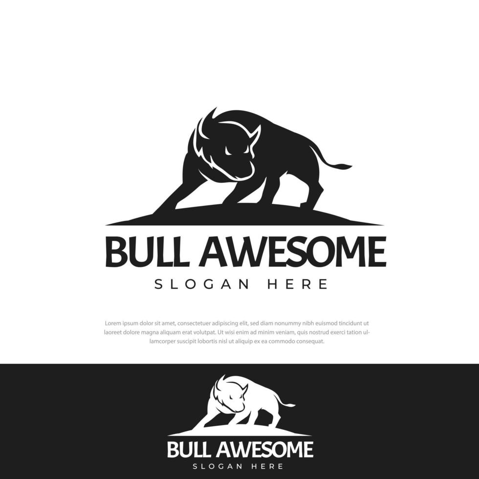 Bison Logo Black silhouette template logo, animal symbol, bull, cow vector