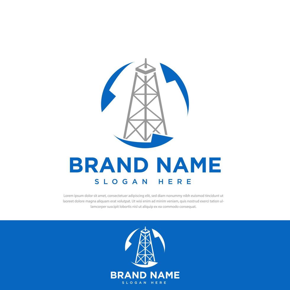 Recycled oil rig vector logo. symbol, rig icon illustration design template