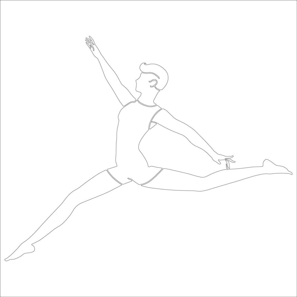 ilustración de contorno de personaje de pose de baile sobre fondo blanco. vector