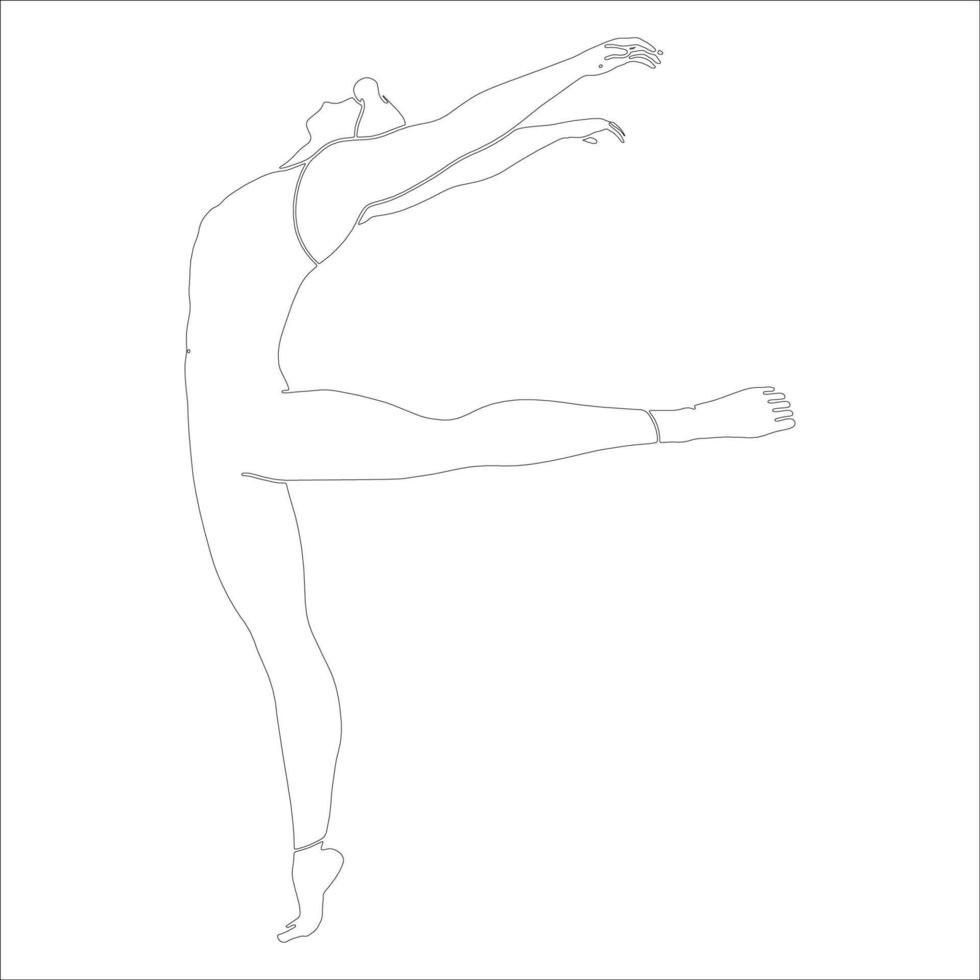 ilustración de contorno de personaje de pose de baile sobre fondo blanco. vector