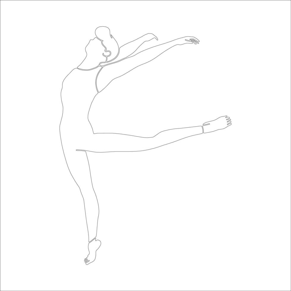 ilustración de contorno de personaje de pose de baile sobre fondo blanco. vector