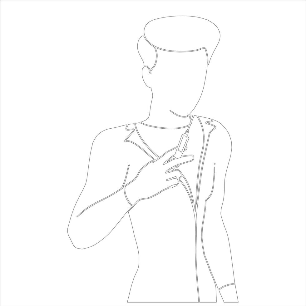 Vaccination Character outline illustration on white background. vector
