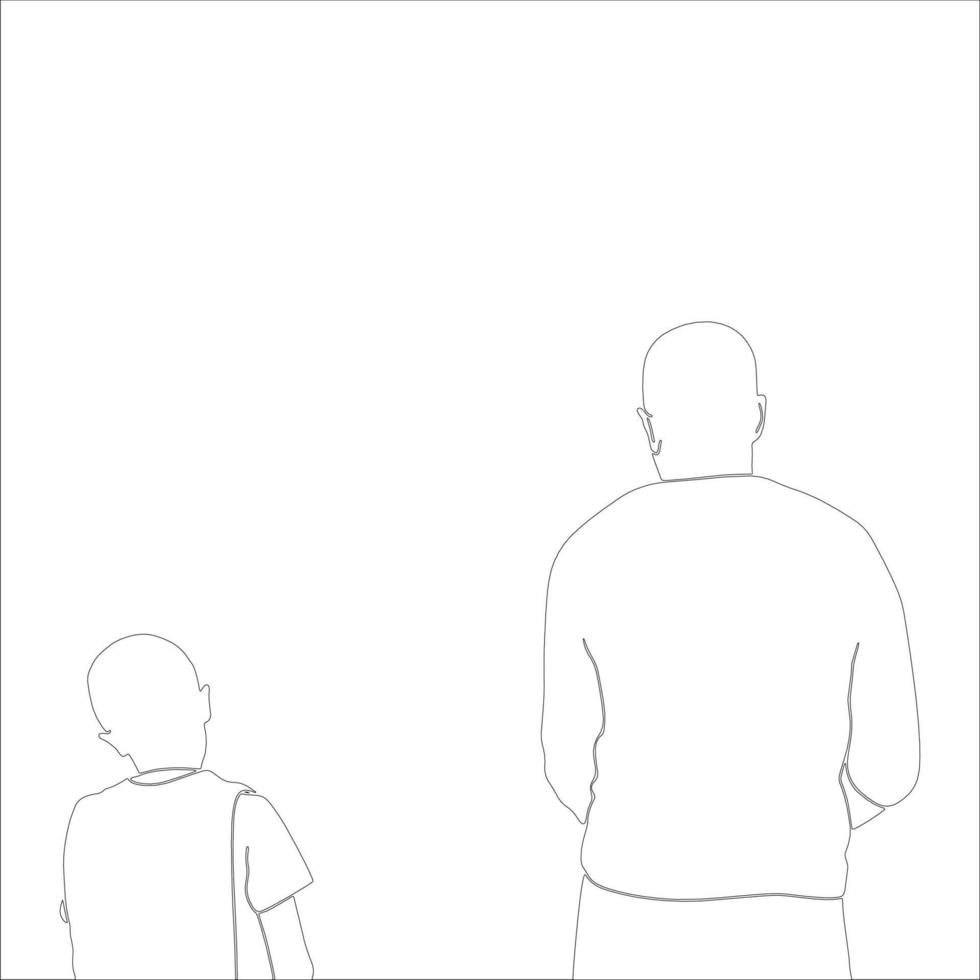 Father and son Character outline illustration on white background. vector