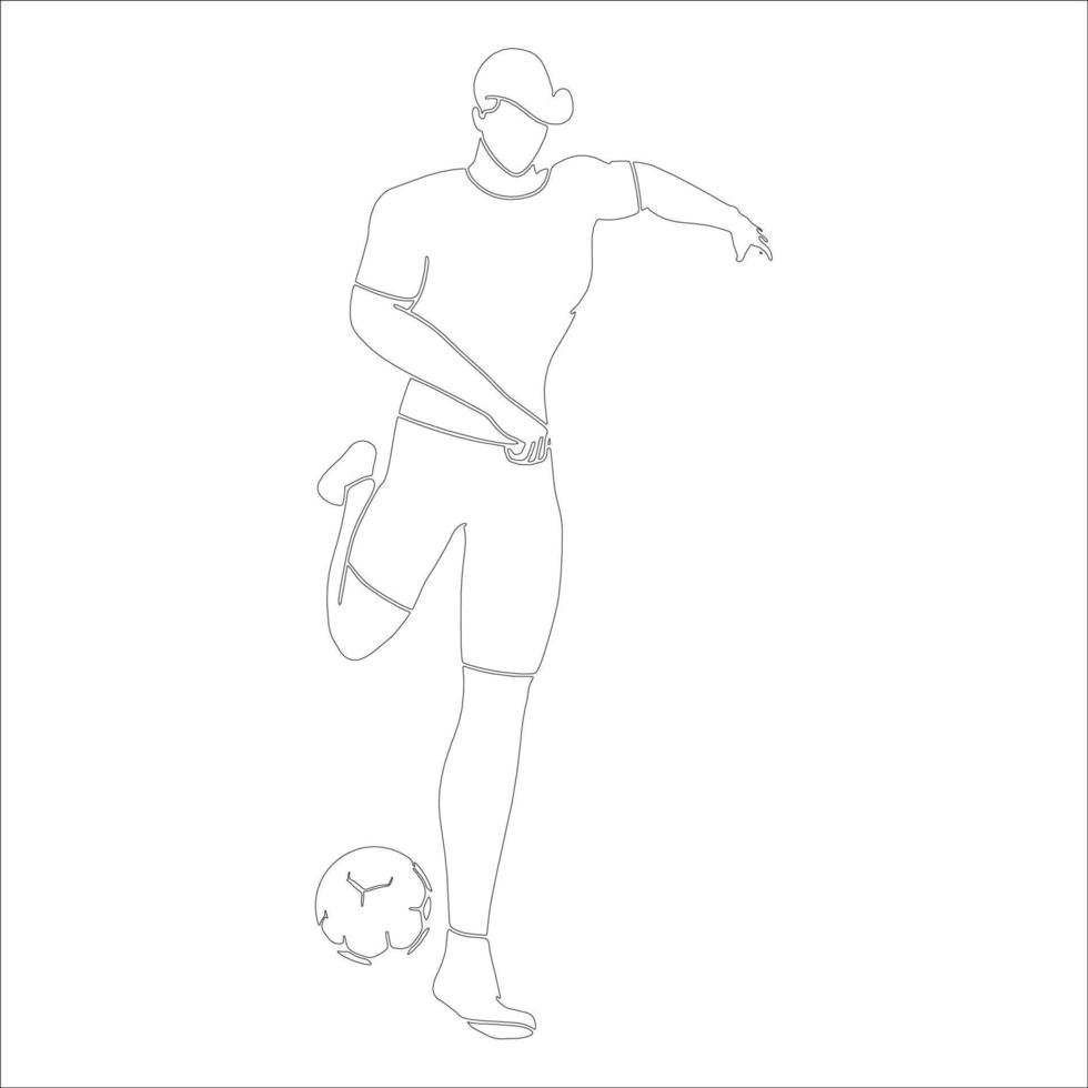 Football character outline illustration on white background. vector