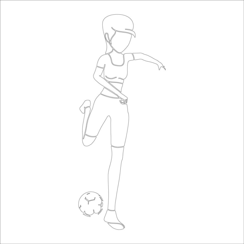 Football character outline illustration on white background. vector