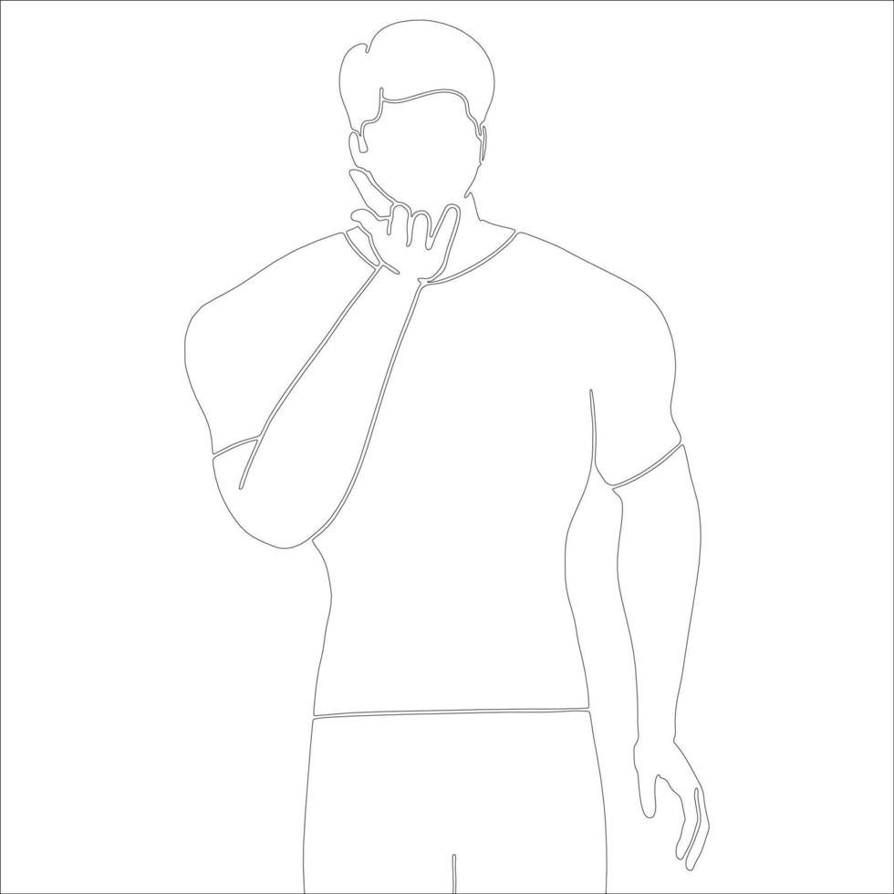 Blowing kiss character outline illustration on white background. vector