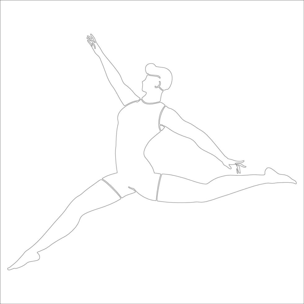 ilustración de contorno de personaje de pose de baile sobre fondo blanco. vector