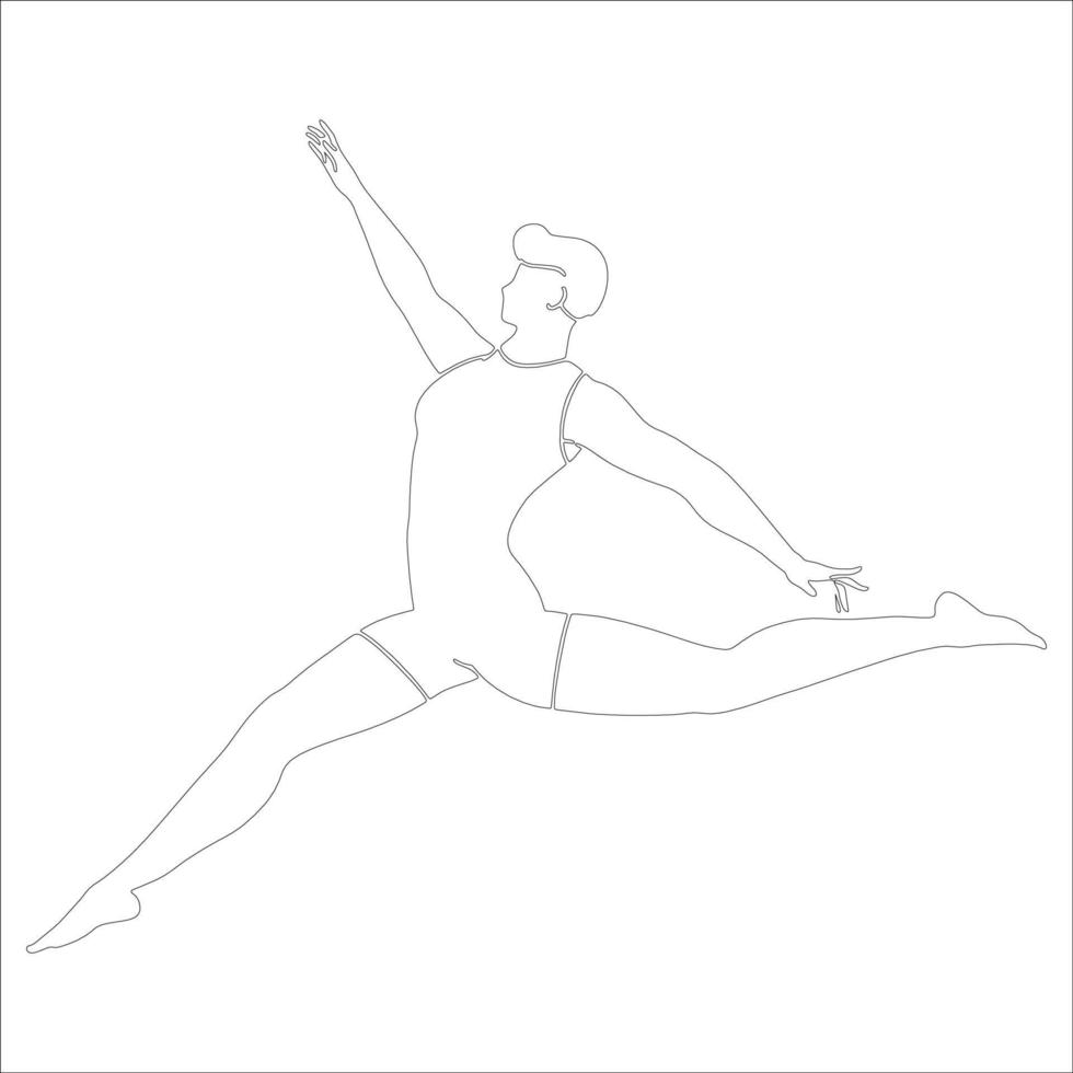 dance pose character outline illustration on white background. vector