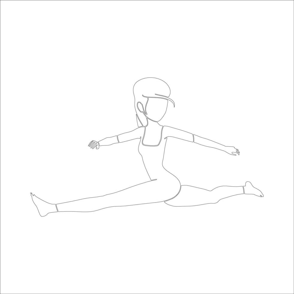 Leg split character outline illustration on white background. vector