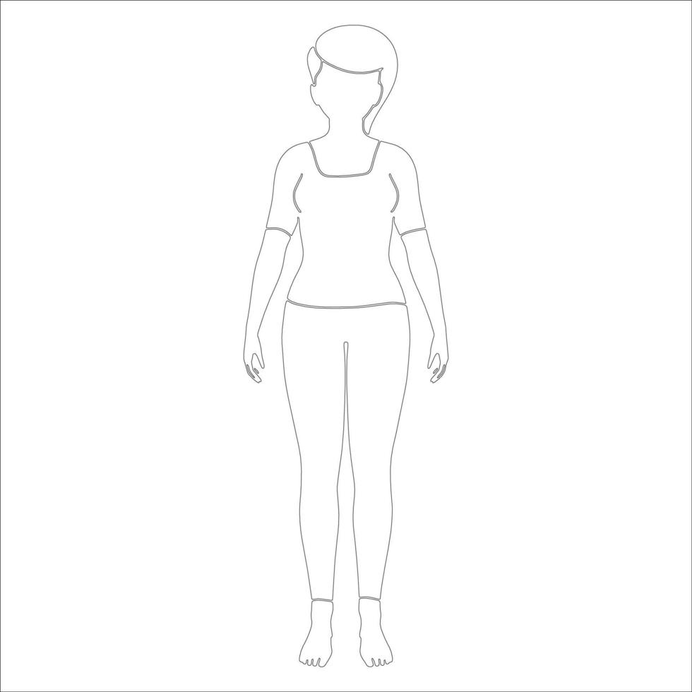 Girl standing character illustration on white background. vector