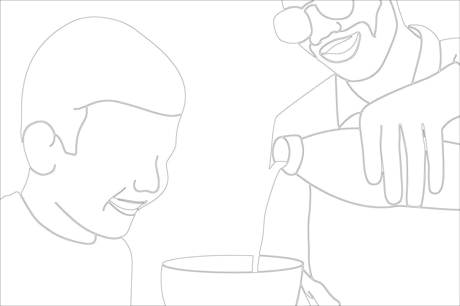 Father and son Character outline illustration on white background. vector