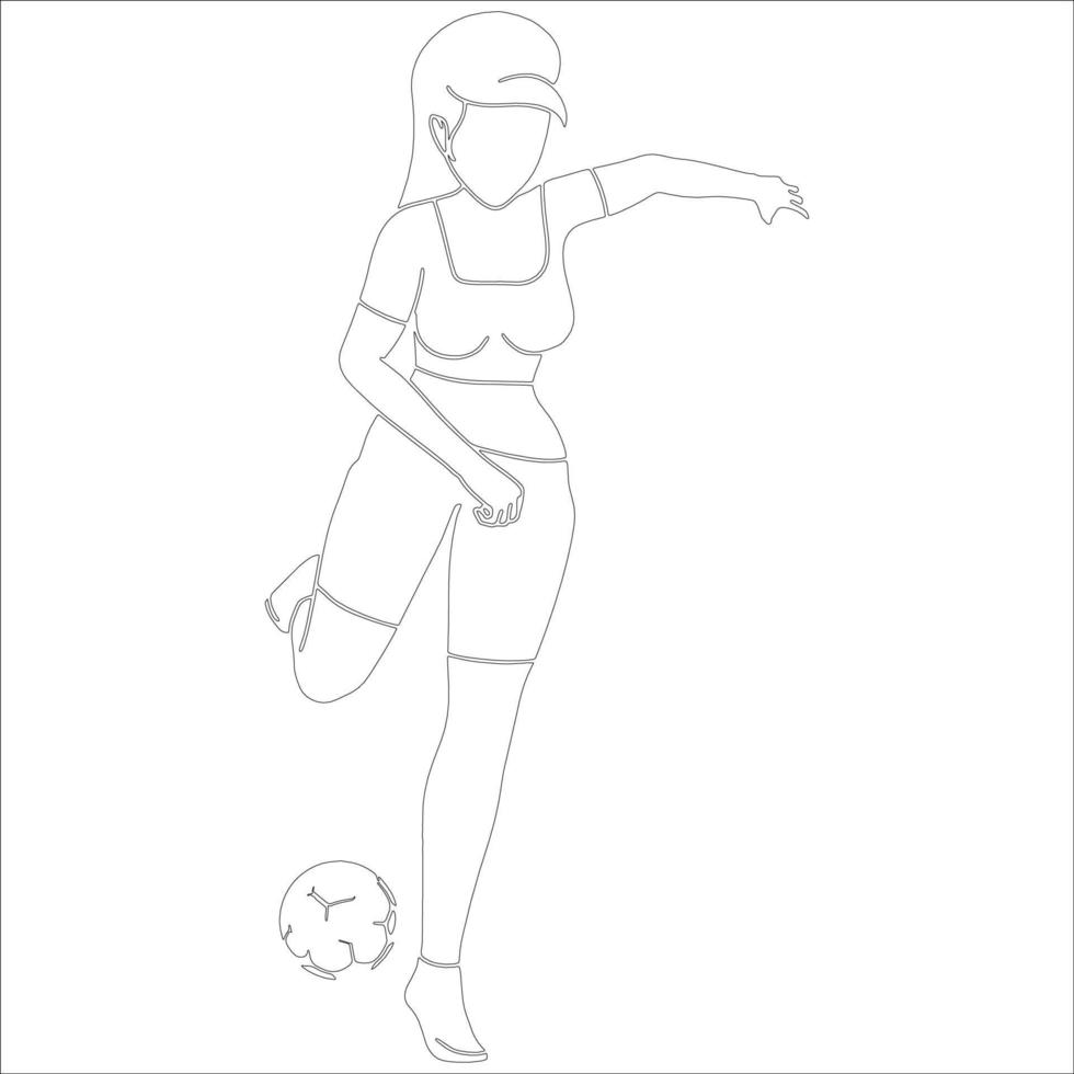 Football character outline illustration on white background. vector