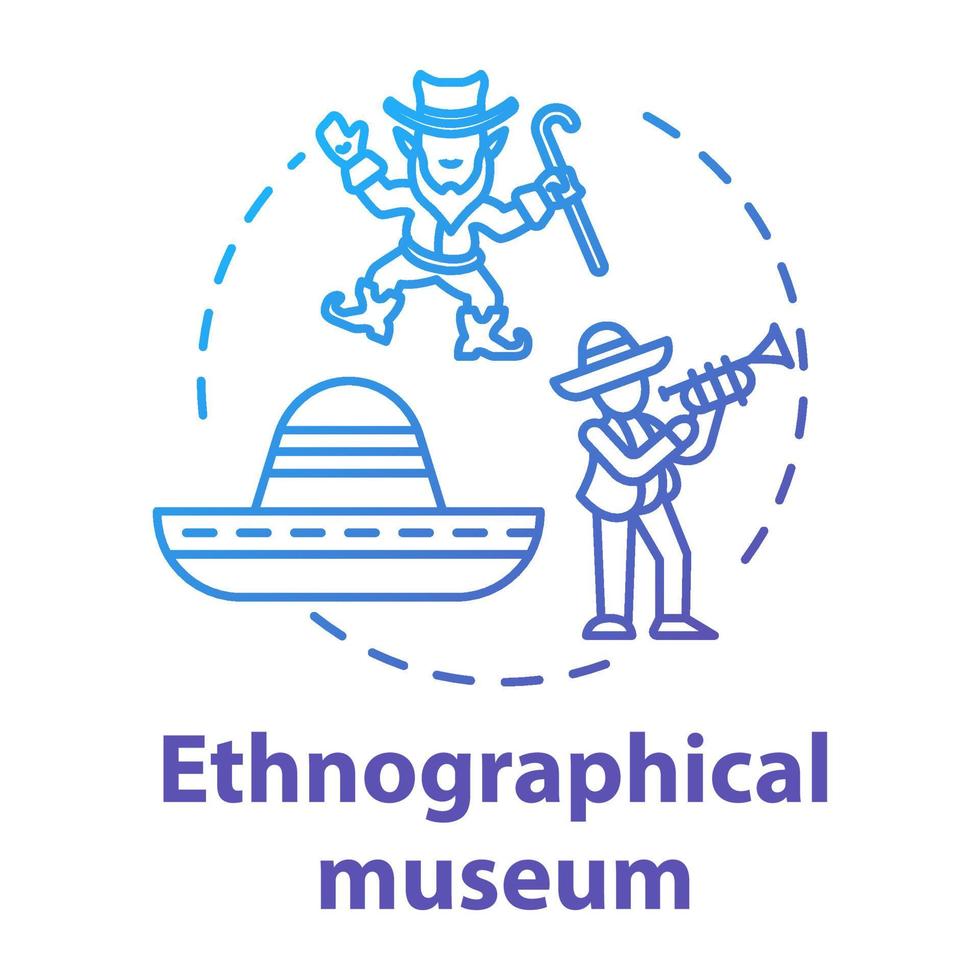 Ethnographical museum concept icon. Global heritage display. Anthropology, traditions. Global ethnic festival. Cultural exposition idea thin line illustration. Vector isolated outline drawing
