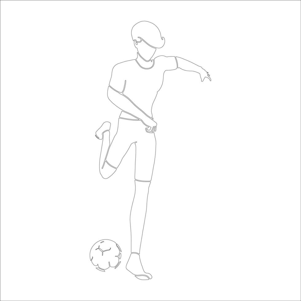 Football character outline illustration on white background. vector