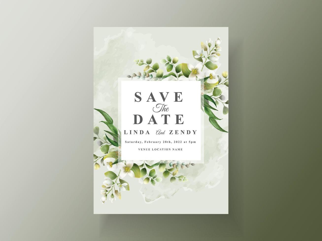 Wedding invitation card greenery eucalyptus vector