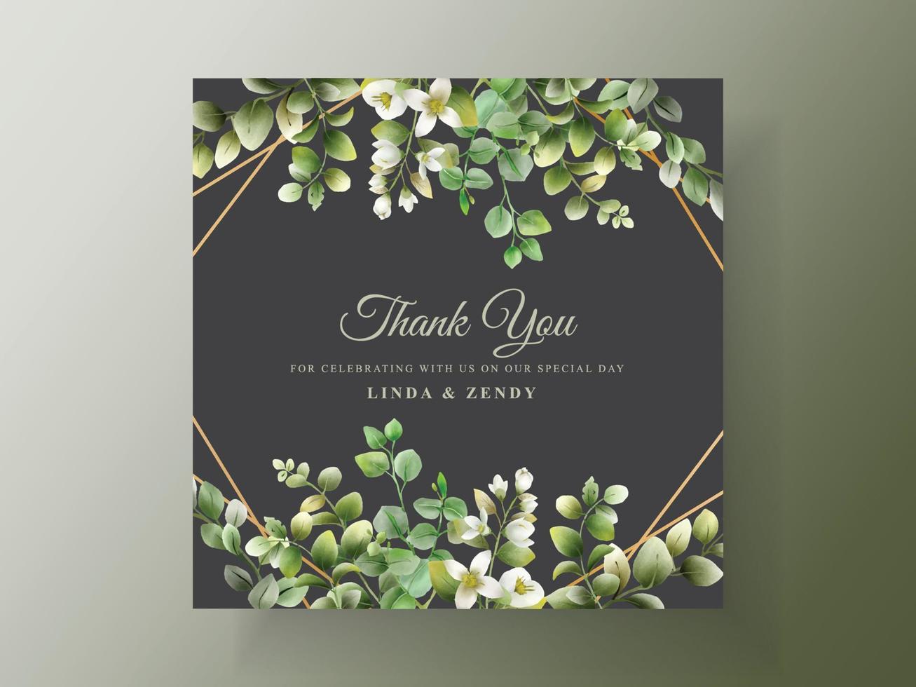 Wedding invitation card greenery eucalyptus vector