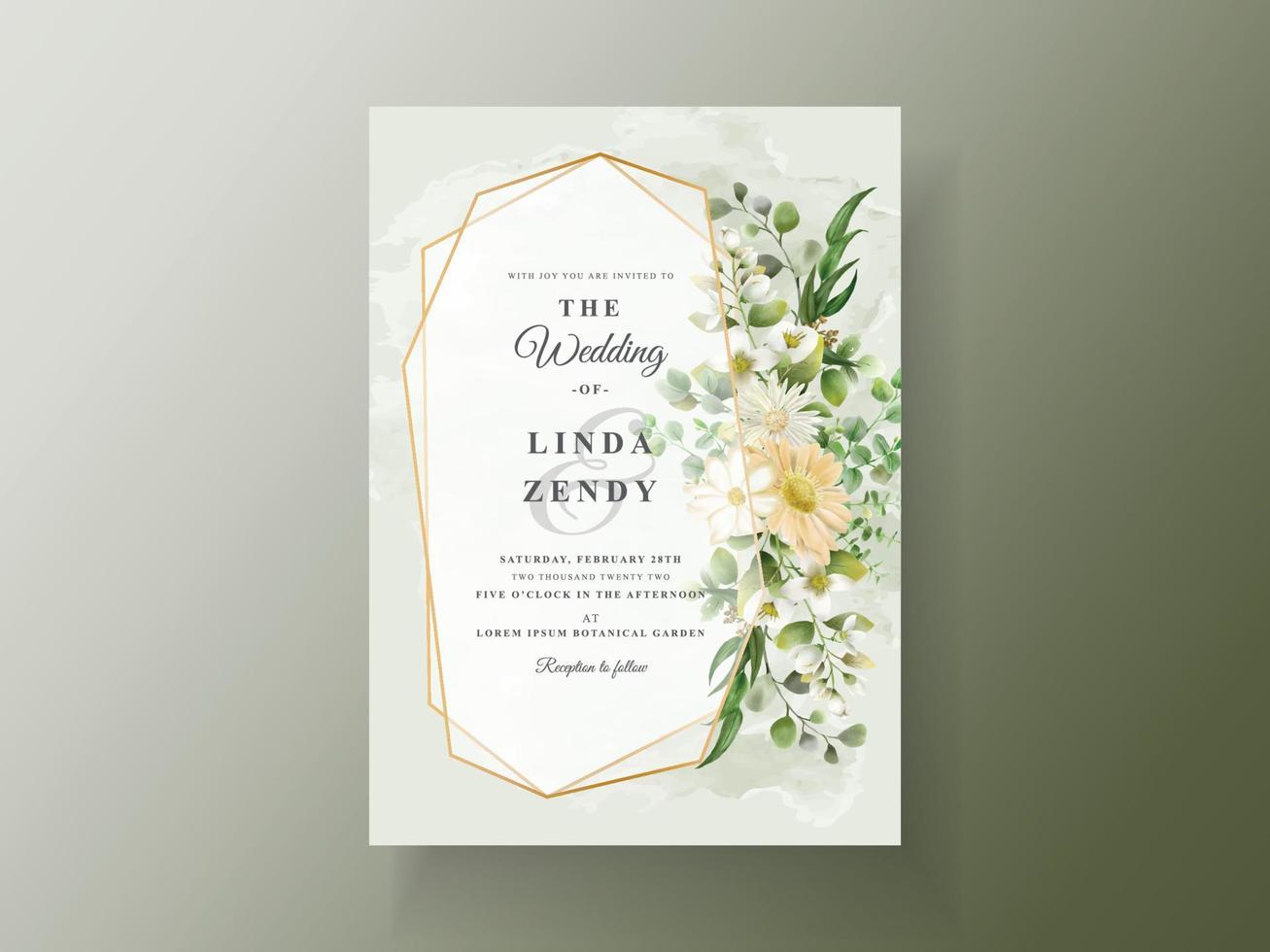 Wedding invitation card greenery eucalyptus vector