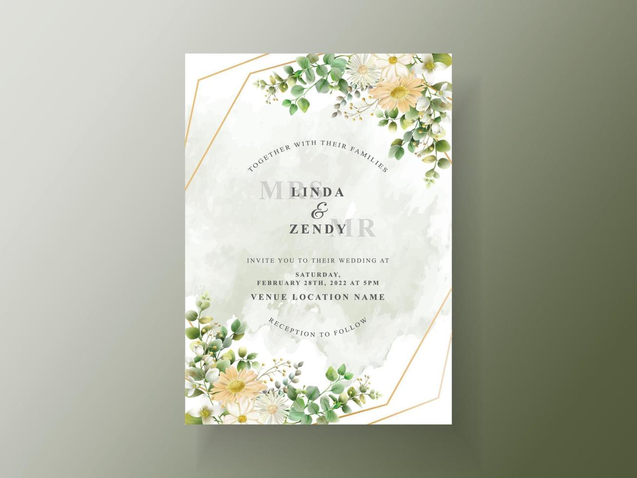 Wedding invitation card greenery eucalyptus vector