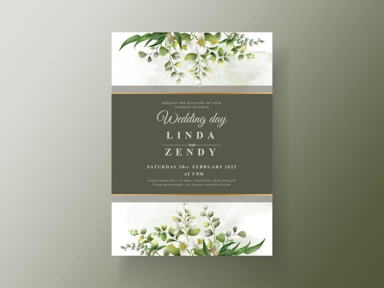 Wedding invitation card greenery eucalyptus vector