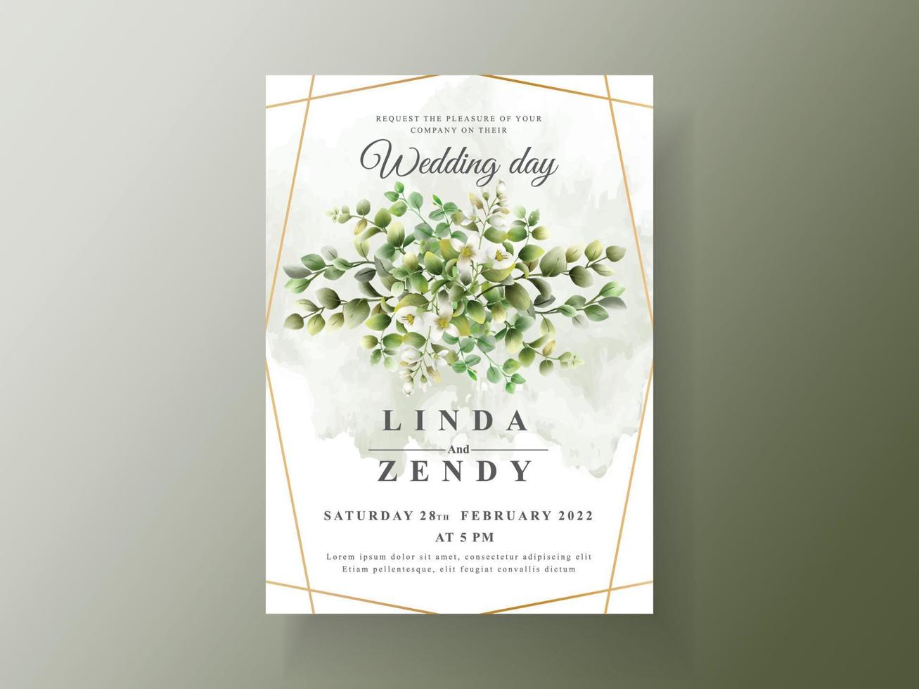 Wedding invitation card greenery eucalyptus vector