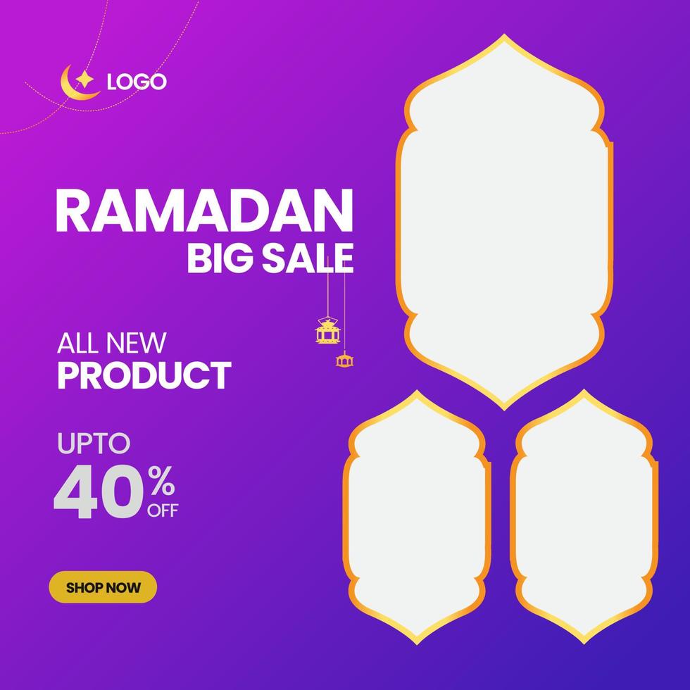 Ramadan Green Color Promotional Post Template For Social Media vector