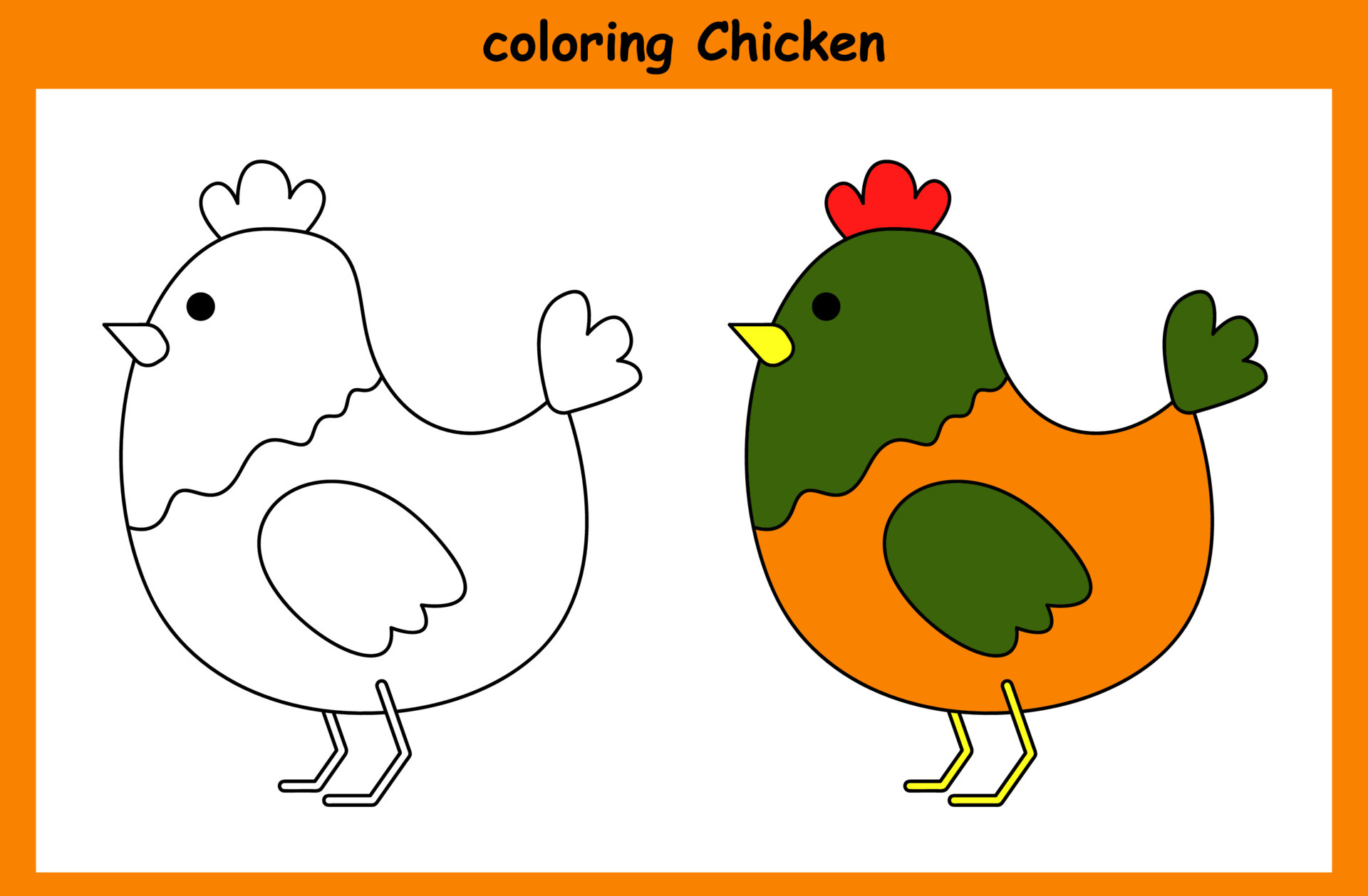 Children Trace And Coloring Chicken 5189393 Vector Art At Vecteezy Children Trace And Coloring Chicken Free Vector