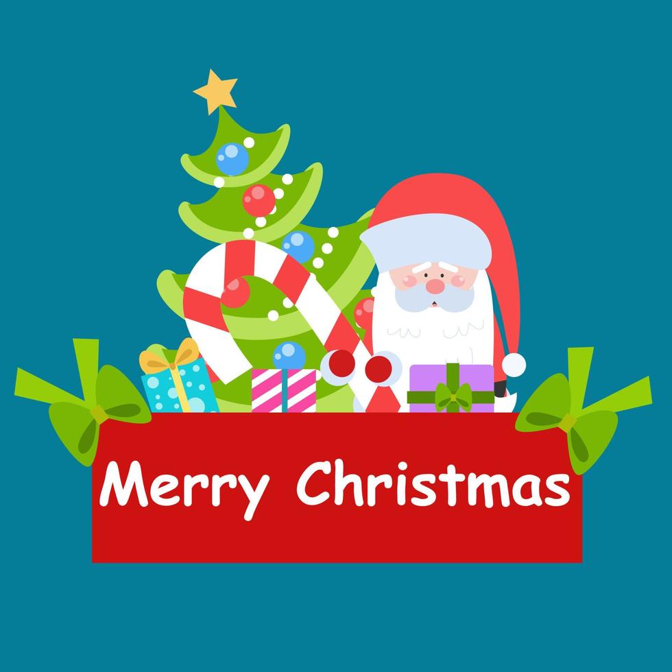 Vector cartoon illustration of cute Santa Claus character. perfect for greeting cards