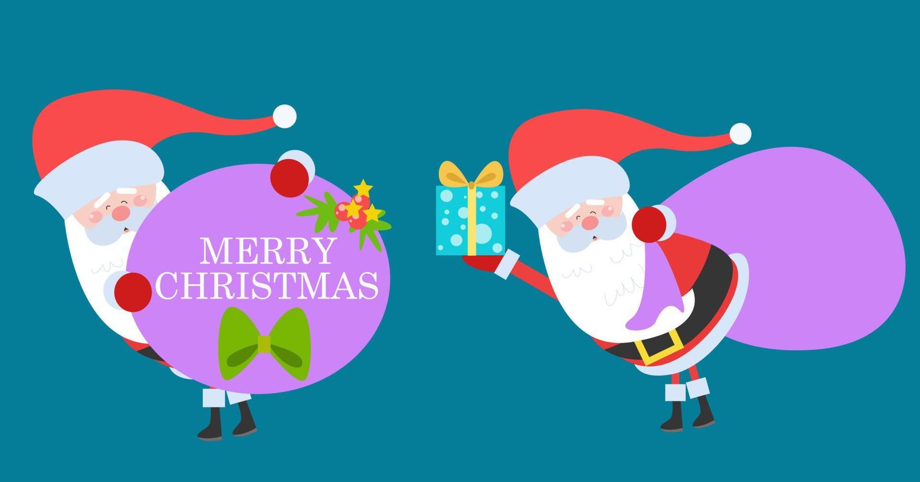 Vector cartoon illustration of cute Santa Claus character. bring lots of gifts and merry christmas