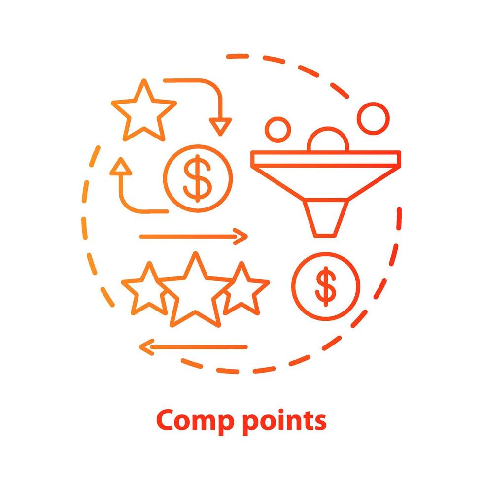Casino comp points concept icon. Redeem points and bonuses idea thin line illustration. Cashback and reward offer. Loyalty reward program. Vector isolated outline drawing