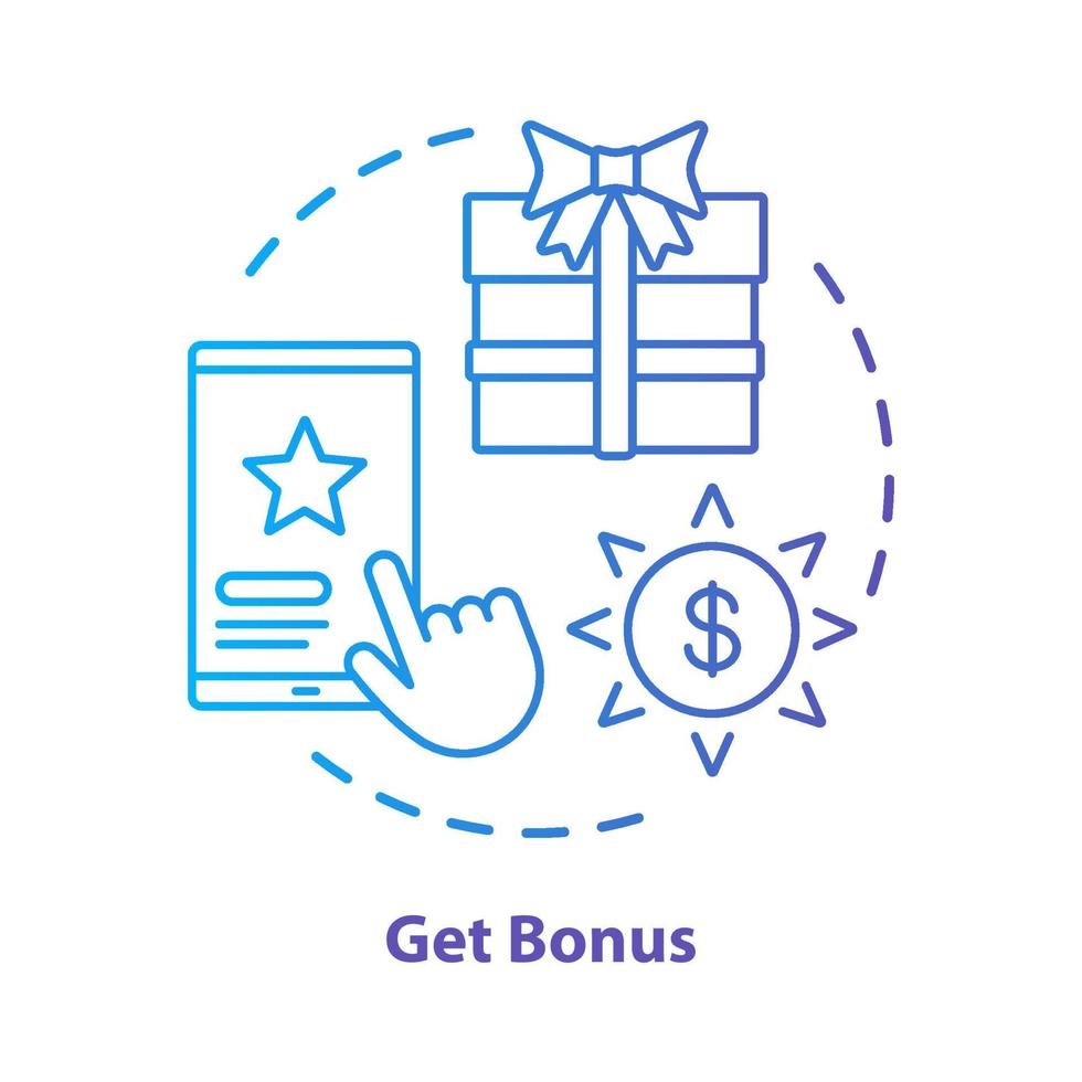 Get bonus concept icon. Gifts and prizes idea thin line illustration. Cashback, redeem points. Reward program. Discounts and special offers. Vector isolated outline drawing
