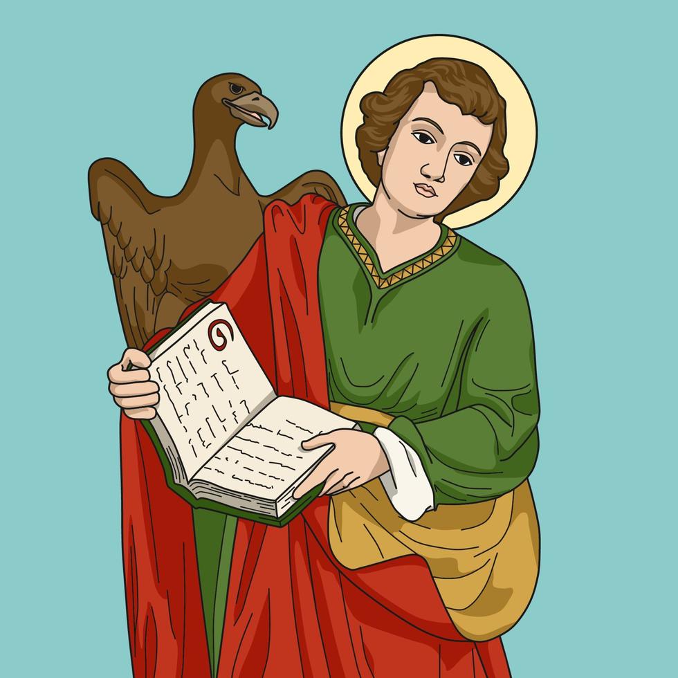 Saint John the Evangelist and Apostle Color Vector Illustration