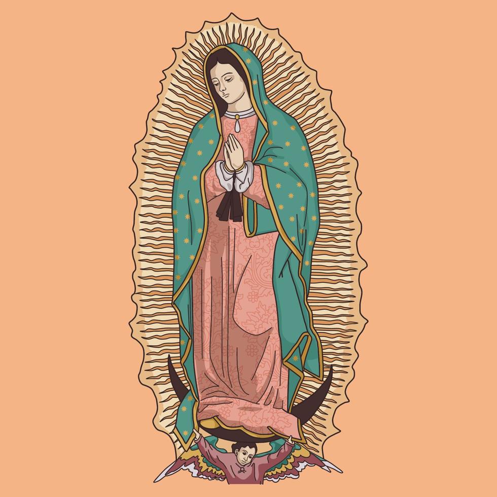 ilustración de vector de color de nuestra señora de guadalupe