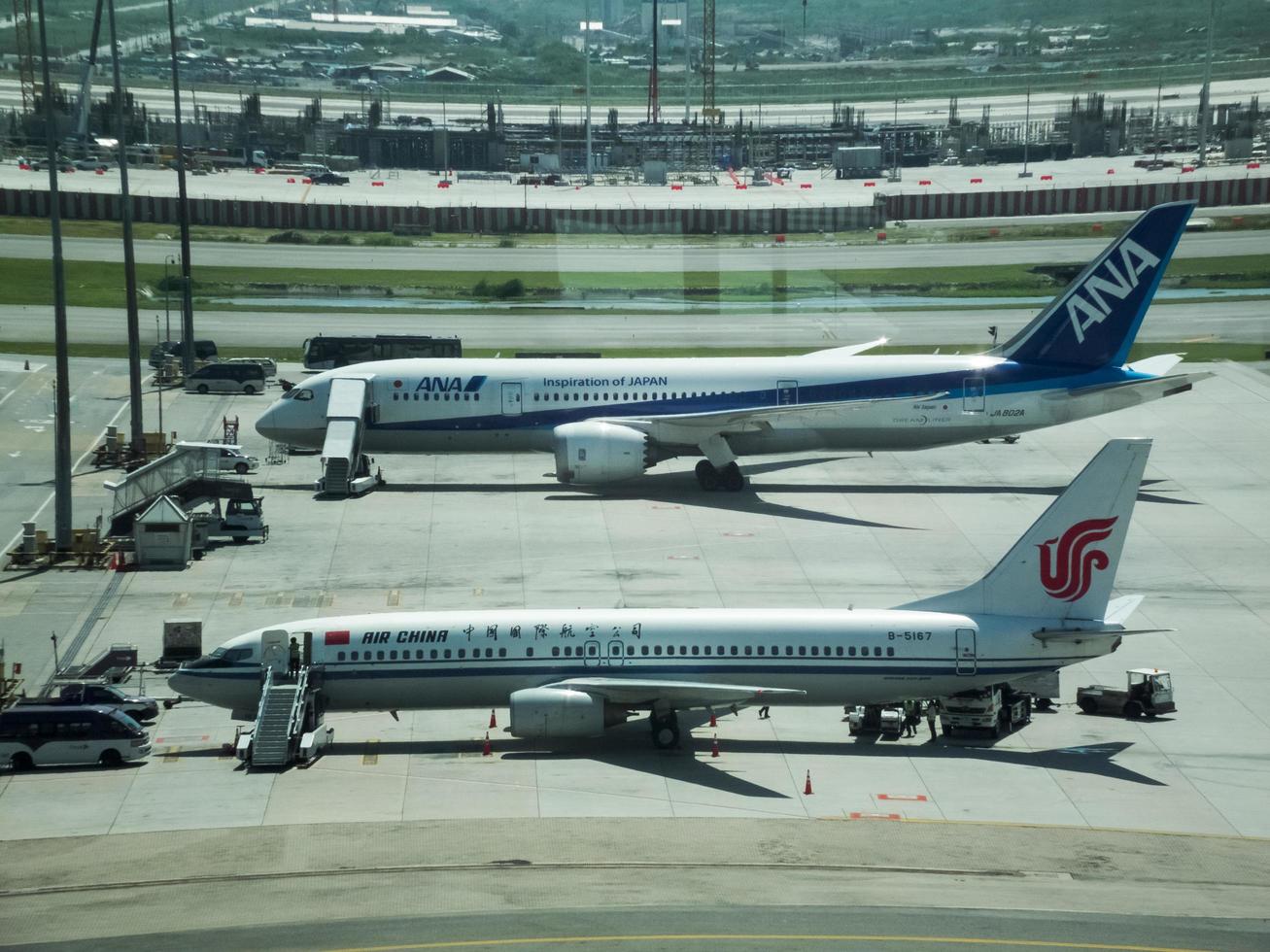 Suvarnabhumi BANGKOK THAILAND31 OCTOBER 2018Suvarnabhumi airport The plane parked at the airport. on BANGKOK THAILAND31 OCTOBER 2018 photo