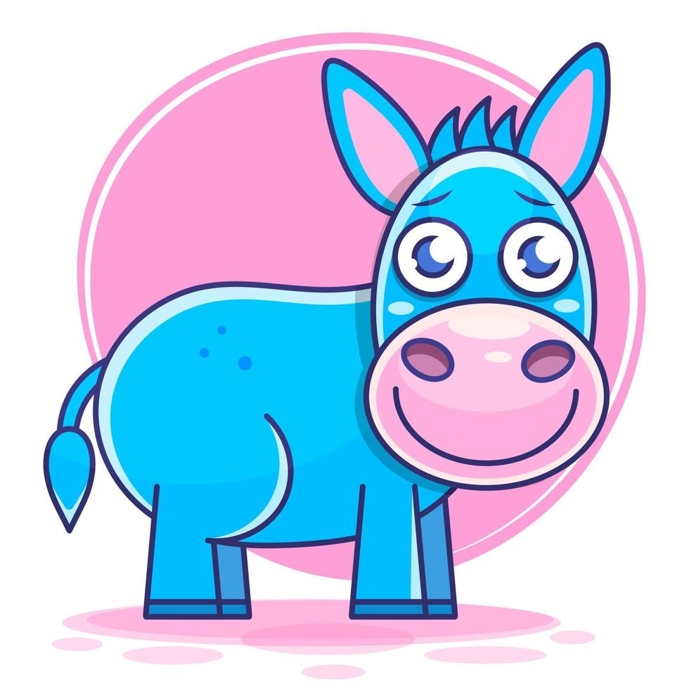 ilustración linda de burro, caricatura de burro, vector de burro, burro