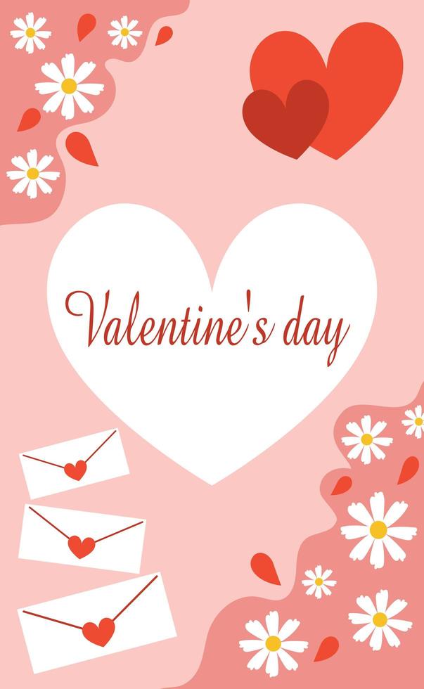 tarjeta de felicitación vertical con felicitaciones por el día de San Valentín - vector