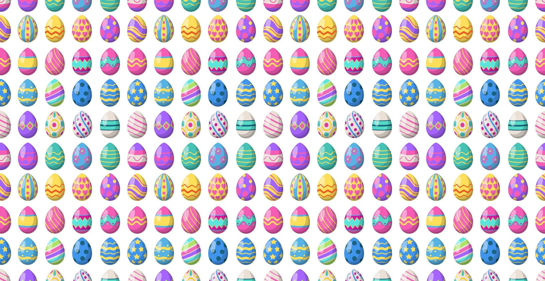 Panoramic pattern with colored Easter eggs - Vector