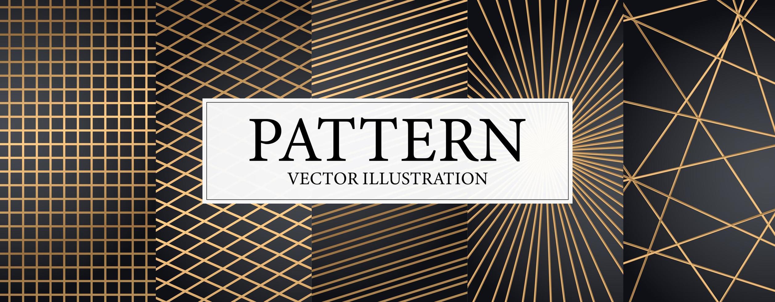 conjunto de plantillas de postales web de lujo geométricas modernas de 5 piezas para negocios o presentaciones con líneas doradas sobre fondo azul oscuro - vector