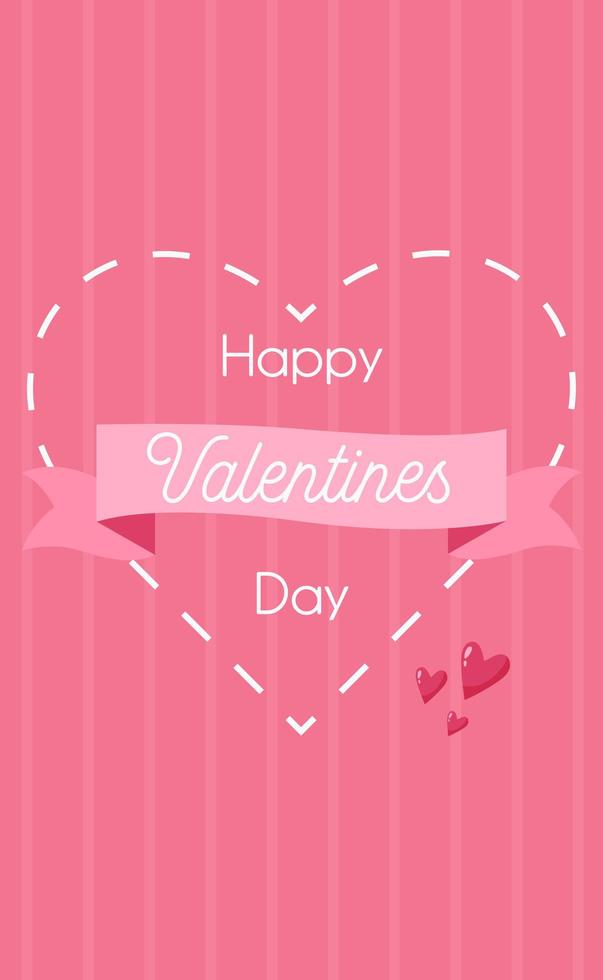 Vertical greeting card with congratulations on Valentine's Day - Vector