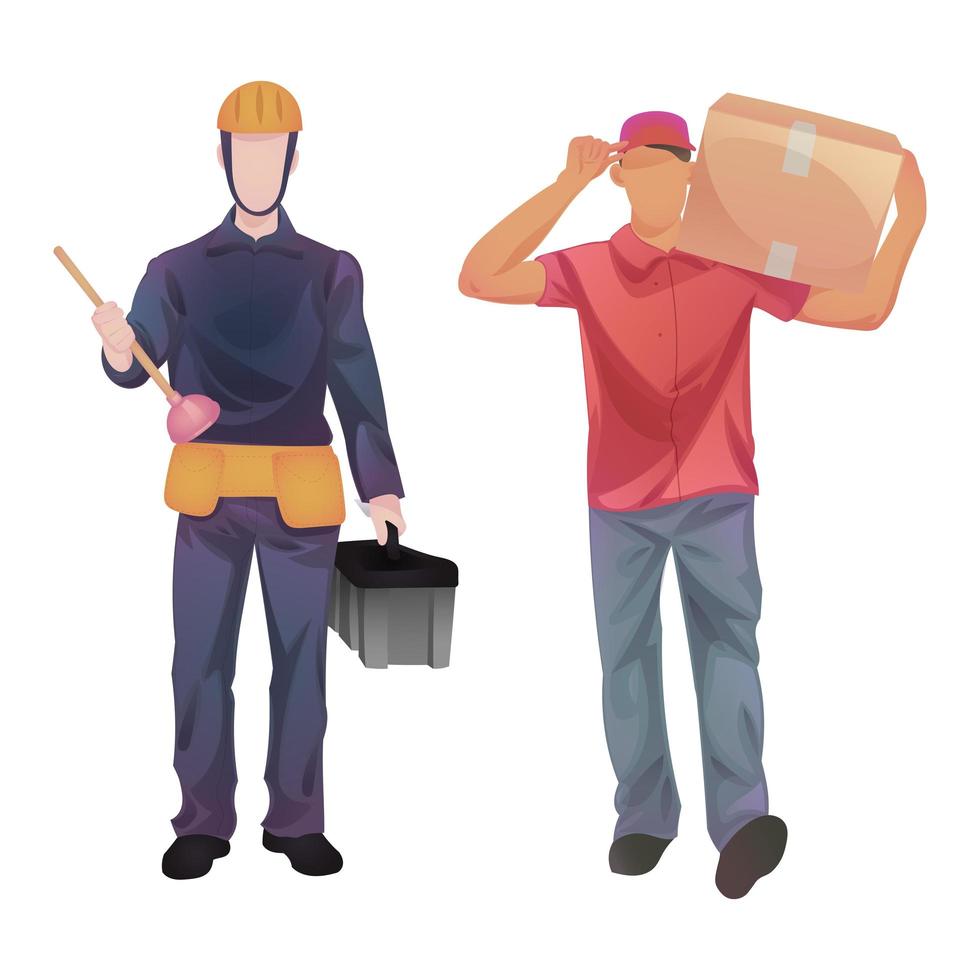 Group of people working professions on a white background - Vector