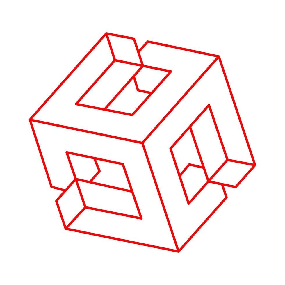 Optical illusion shapes. Optical art object. Impossible figure. Escher style. Sacred geometry. vector