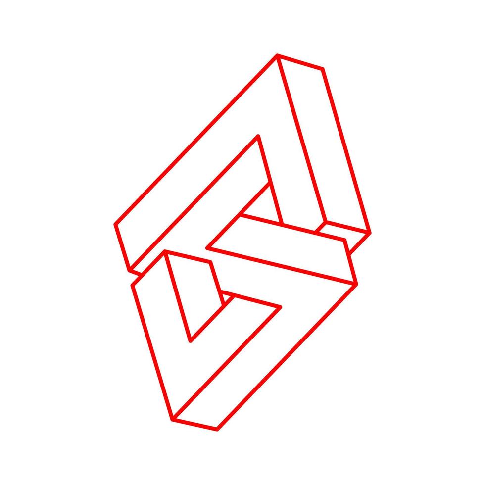 Impossible shapes. Line design. Isolated on a white background. Vector illustration. Optical illusion objects. Optical art. Logo.